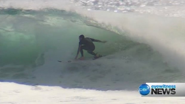 Surfers are enjoying big swells on the Gold Coast. 