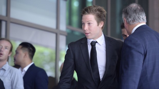 GWS player Toby Greene arrives at Melbourne Magistrates Court.