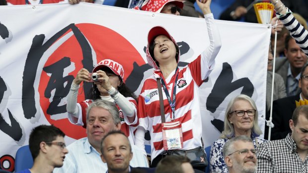 Unforgettable moment: Japan fans celebrate their famous win against the Springboks.