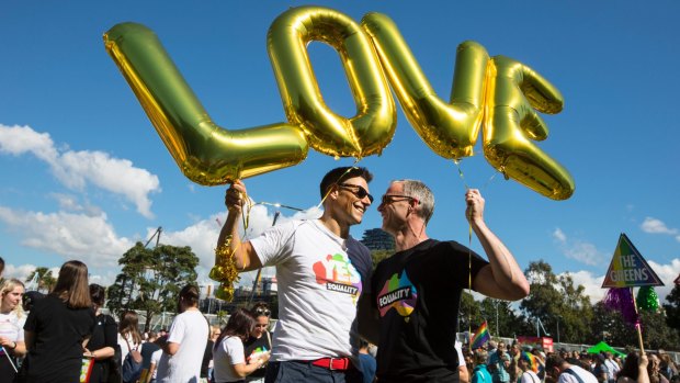 Advocates for marriage equality at Prince Alfred Park in Sydney.