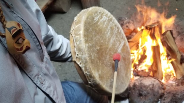 Fireside storytelling and music at Quaaout Lodge &amp; Spa. Photo: Supplied