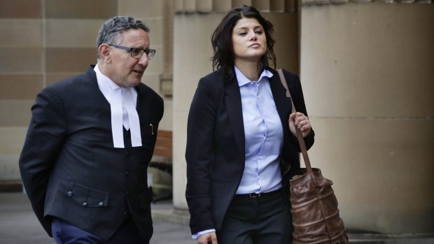 Self defence plea: Katherine Abdallah with her barrister, Gregory Stanton, at a court hearing on February 4.