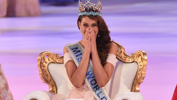 Winner: Rolene Strauss celebrates after being crowned Miss World.