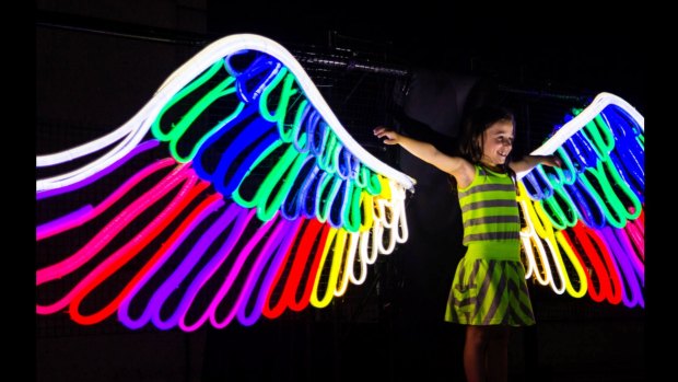 Neon Angel Wings will be glowing at Ballarat's White Night festival.