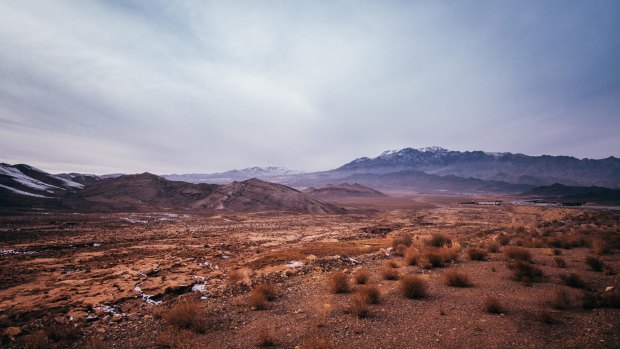 Snowy deserts on the road to Esfahan.