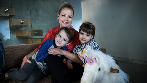 "It's an archaic stereotype": Alison Boston with her son Wesley and daughter Sadie. 