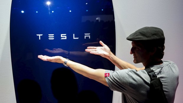 The new Tesla Energy Powerwall Home Battery launched in Hawthorne, California on Friday.