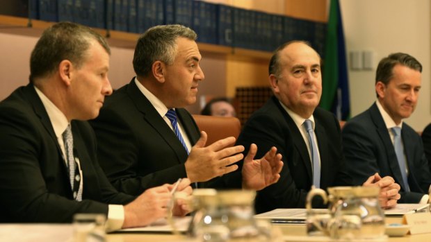 Treasurer Joe Hockey (centre) met with state and territory Treasurers to announce the new policy.