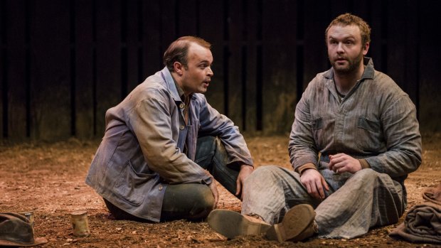 Anthony Gooley as George, left, and Andrew Henry as Lennie in <i>Of Mice and Men</i>, at the Canberra Theatre Centre.