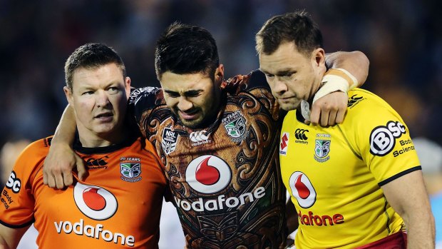 Sad sight: Shaun Johnson's injury is bad news for all of the NRL, not just the Warriors.