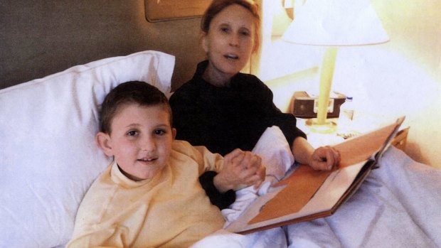 Gigi Jordan and her son, Jude Mirra in a deluxe New York hotel in February 2010. 