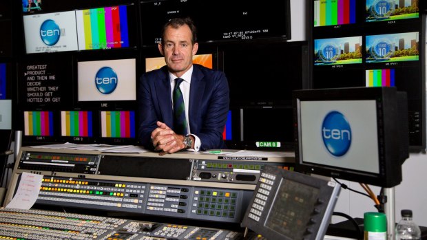 Channel Ten CEO Paul Anderson in a control room at the Channel Ten Studios in Pyrmont, Sydney. 