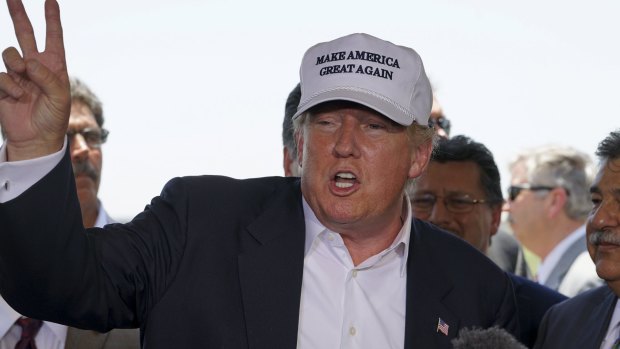 Donald Trump at a news conference near the US-Mexico border outside Laredo, Texas.