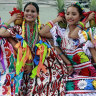 smh traveller aug 17 COVER Regional dancers perfom at the Guelaguetza festival on July 22, 2013 in Oaxaca, Mexico. The Guelaguetza is a festival held once a year which gathers music, dance, gastronomy and handicrafts of different ethnic groups and tribes of the state of Oaxaca.