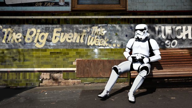 Revesby resident and finance professor Craig Ellis takes a break in his stormtrooper outfit.