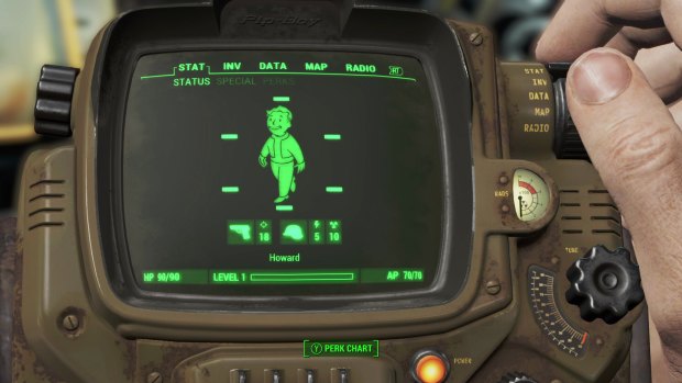 By your side: The Pip-Boy interface as it appears in-game in Fallout 4.