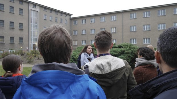 Tour guide Franziska Kelch at the old Stasi headquarters in East Berlin.