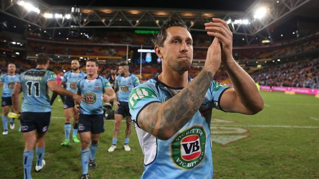 Celebrations, at last: Mitchell Pearce has the chance to finally win an Origin series.