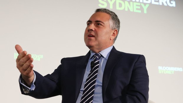 Joe Hockey speaking at the Bloomberg News forum in Sydney. 