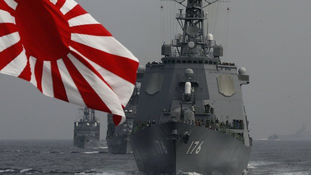 The Japanese Maritime Self-Defence Force during a naval fleet in October.