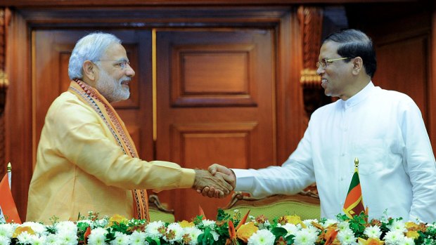 Sri Lankan President Maithripala Sirisena (right) during a recent meeting with Indian Prime Minister Narendra Modi.