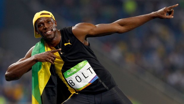 Lightning Bolt: The Jamaican celebrates his victory.