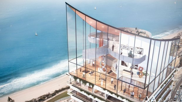 The Scarborough Beach skyscraper will include a hotel, apartments and observation deck.