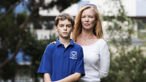 Janine Barrett with her son Fred outside Ultimo Public School.  
