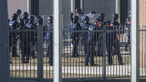 Riot police at Malmsbury Youth Justice centre.