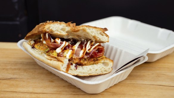 Black Market's twist on the classic egg and bacon roll is inspired by okonomiyaki.