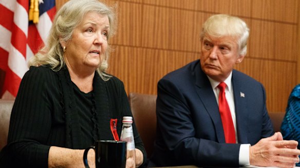 Juanita Broaddrick, who has accused former president Bill Clinton of sexual assault, speaks before the second presidential debate last year.
