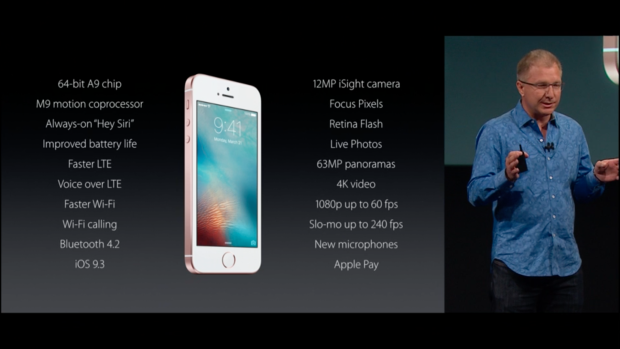 Apple executive Greg Joswiak introduces the 4-inch iPhone SE.