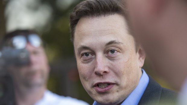 Elon Musk at his California HQ on Thursday.