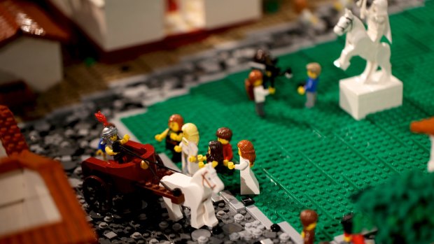 Chariots of fire: A scene from Lego Pompeii.