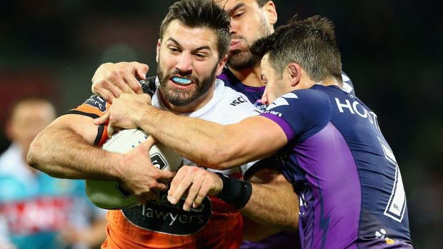 Game-breaker: James Tedesco starred in the Tigers' loss to the Storm.