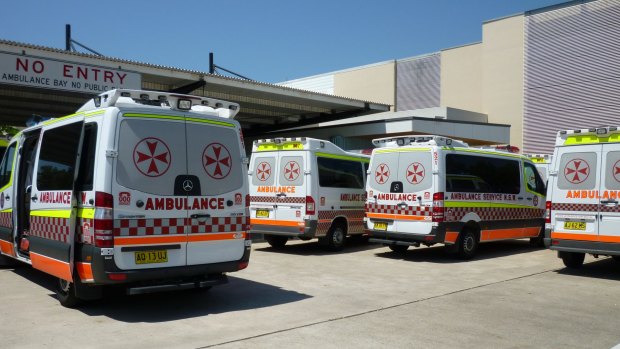Ambulances at Blacktown Hospital.