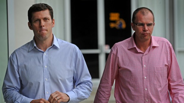 Michael Thomson, right, with former Brumbies boss Andrew Fagan in 2011.