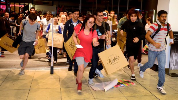 A big crowd was ready for the 5am start at Myer in Melbourne's CBD.