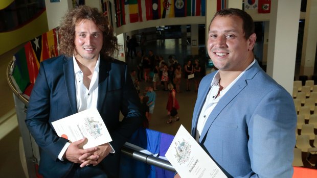 New Australian citizens Jean-Pierre and Ruan Smith dream of twin Wallaby call up.