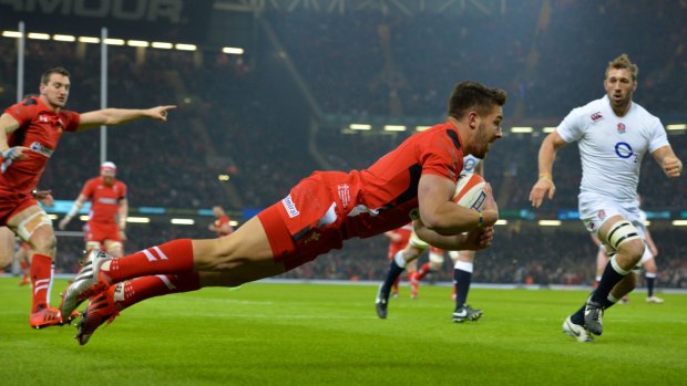 Good start: Wales halfback Rhys Webb opened the scoring for Wales.
