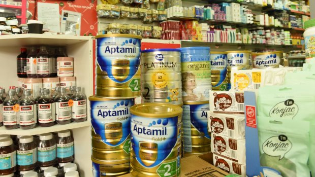It is now estimated that about half of all the infant formula sold at Australian groceries ends up in China.