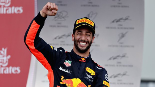 Sweet victory: Daniel Ricciardo after his win.