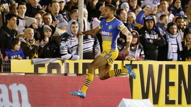 Sensational: Eels winger Bevan French scored three tries against the Sharks.