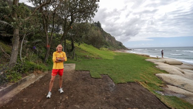 Rob Deacon of the Coalcliff Surf Life Saving Club and the missing turf.