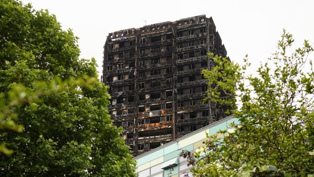The remains of Grenfell Tower in London after the fire.