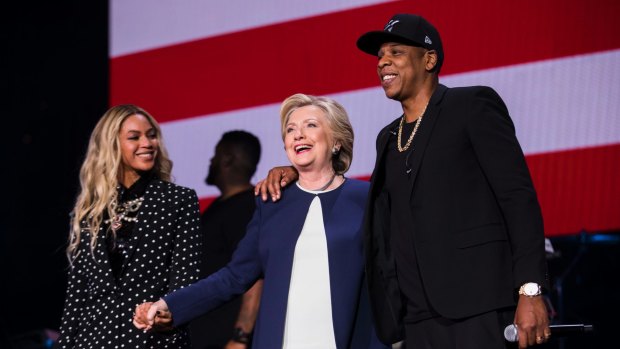 Beyonce and Jay Z performed at a concert for Democratic Presidential candidate Hillary Clinton in November.