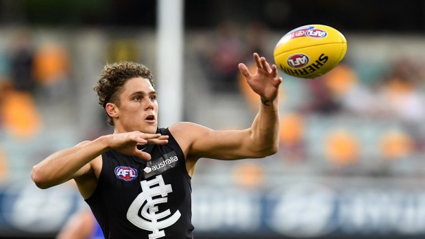 On the rise: Charlie Curnow is one of the ''green sprouts'' at Carlton.
