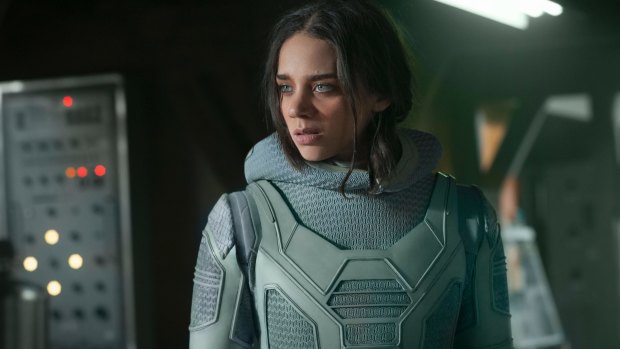 This image released by Marvel Studios shows Hannah John-Kamen in a scene from "Ant-Man and the Wasp." (Disney/Marvel Studios via AP)