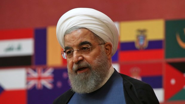 Iranian President Hassan Rouhani speaks at a conference in Tehran, Iran, on Monday, July 3.