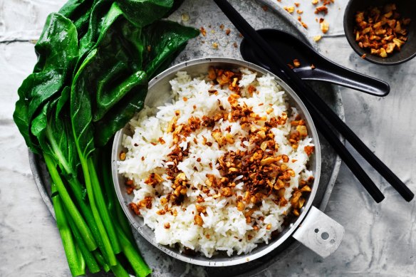 Garlic rice.